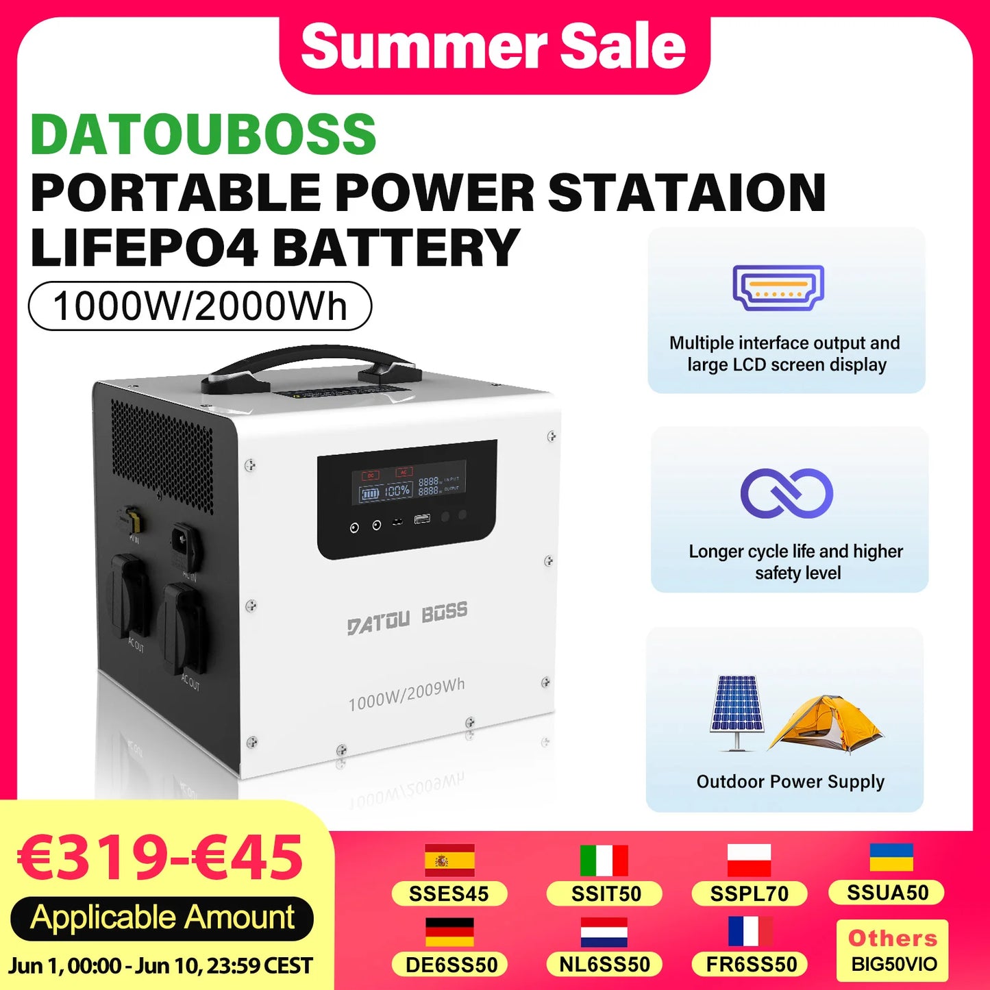 DATOUBOSS 2009Wh Home Backup Power Station